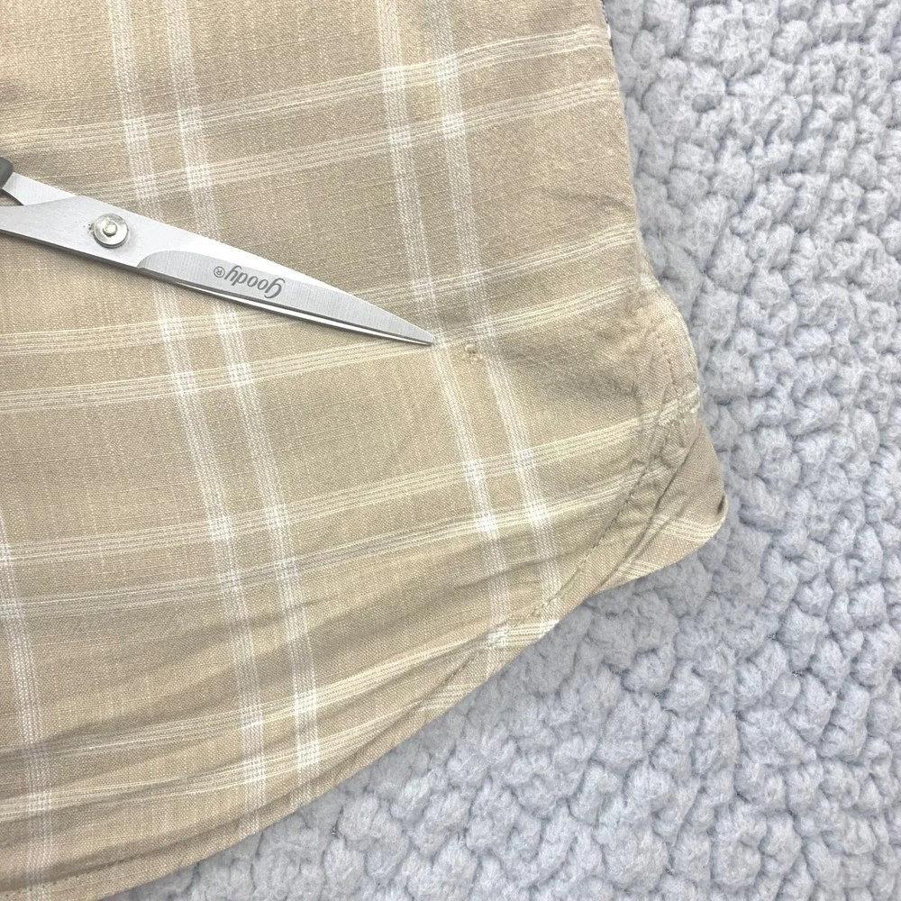 The North Face Button Down Mens XL Tan Plaid Short‎ Sleeve Cotton Pocket Shirt